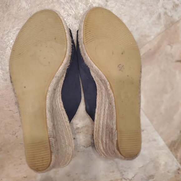 Navy Blue Size 6.5 Suede Open Toe Wedge Slide/Mule Sandals - Picture 5 of 6